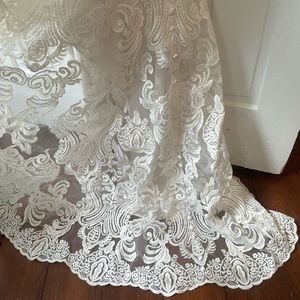 Lace beaded ivory wedding dress